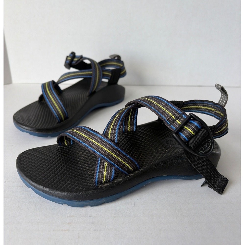 Chaco Kids Z1 Ecotread Athletic Sandals Blue Yellow Striped Size 3Y J190021Y